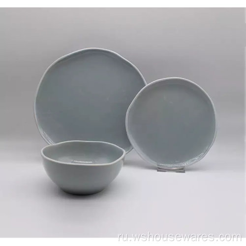 Керамический ужин набор керамовая посуда декор белая линия